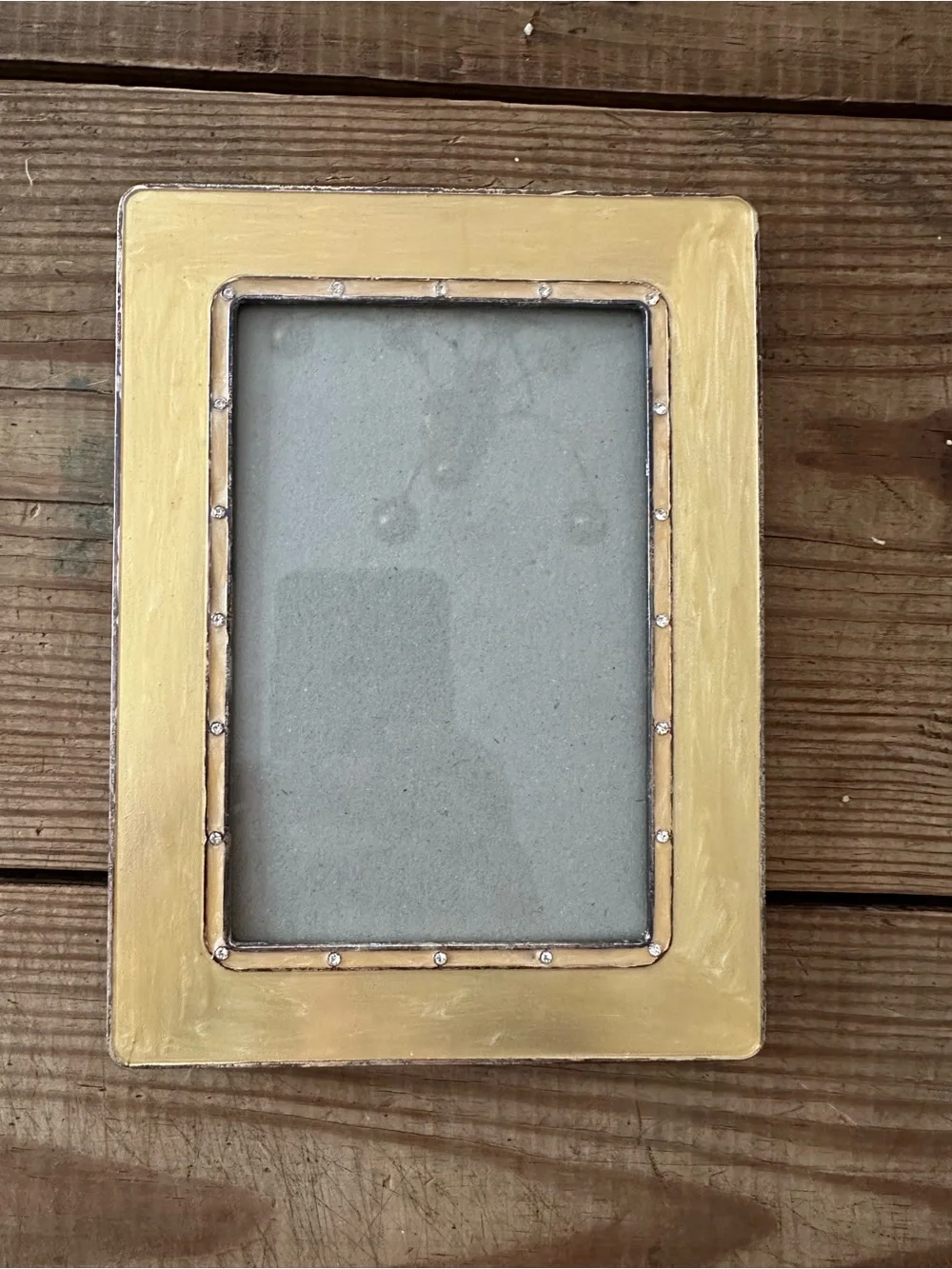 Picture frame Ashleigh Manor gold enamel rhinestones 4 x 6 metal heavy yellow